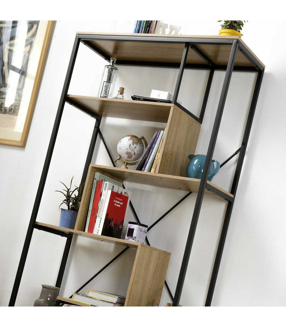 BÜCHERREGAL mit Regalen auf 6 Etagen H160 cm - Nussbaumfarben, Holzwerkstoff (34/160/84cm) - Calicosy