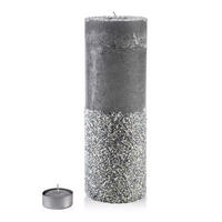 TEELICHTHALTER mit Teelight Basic Grau 12/12/35 cm Naturmaterial - Grau, Naturmaterialien (35cm) - Mondex