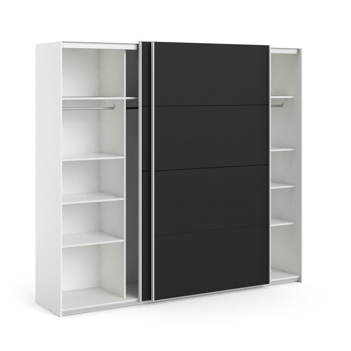 SCHWEBETÜRENSCHRANK mattschwarz - Weiß, Holzwerkstoff (243/221/61cm) - ebuy24