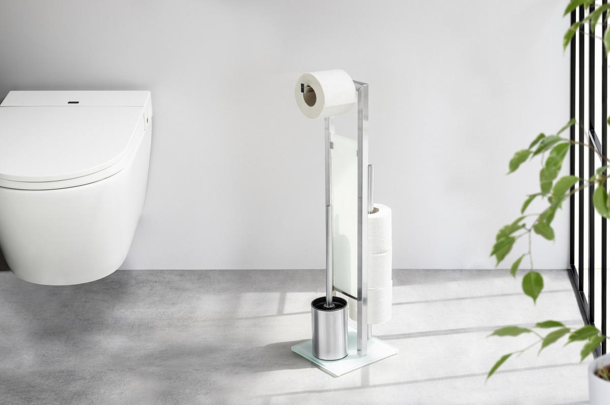 STAND-WC-GARNITUR Edelstahl matt Rivalta 18/23/70 cm - Silberfarben, Metall (23/70/18cm) - Wenko
