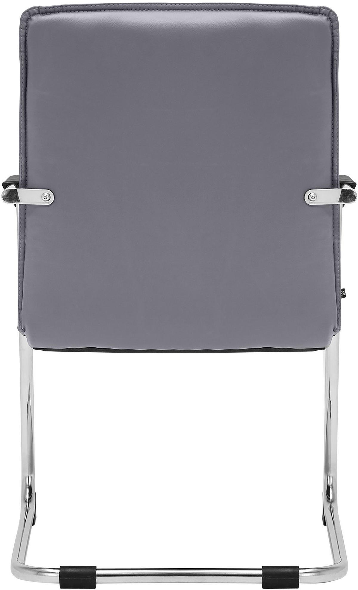 BESUCHERSTUHL SEATTLE 92x56x60 cm Grau Kunstleder - Grau, Leder/Metall (56/92/60cm) - DELUKE