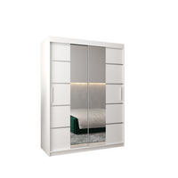 SCHWEBETÜRENSCHRANK 200/150/62 2-türig - Silberfarben/Weiß, Holz/Kunststoff (150/200/62cm) - MÖBEL KRYSPOL