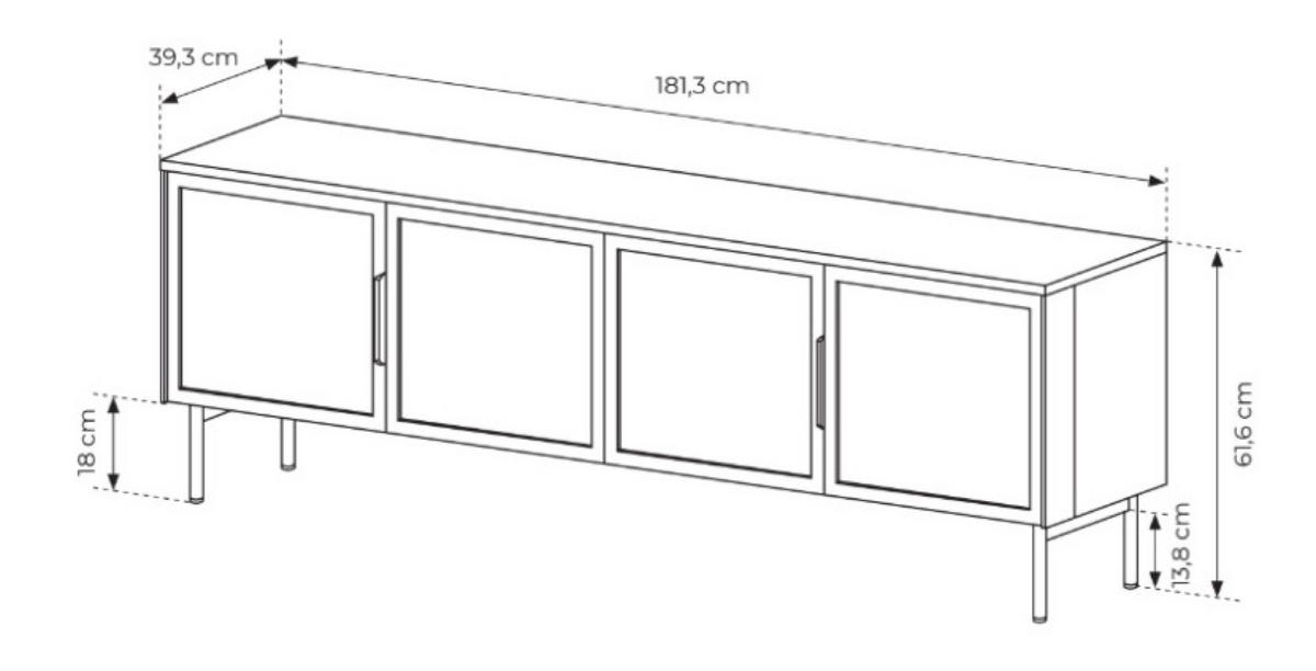 TV-SCHRANK Kaschmir LUMIN 4D LED Mit Metallgestell - Kaschmir/Beige, Holzwerkstoff (181.3/61.3/39.3cm) - Sepro Meble