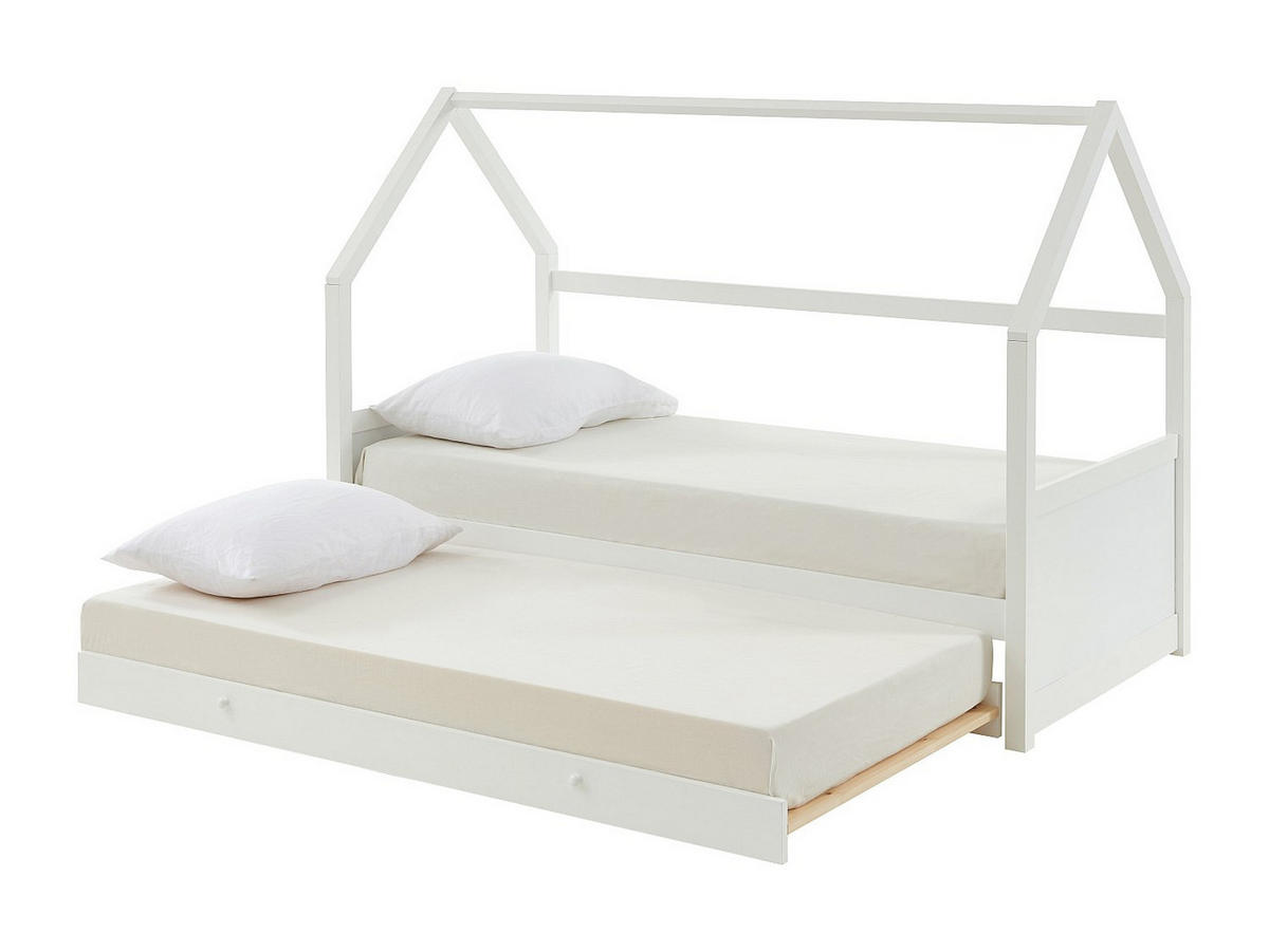 HAUSBETT - 1 Person - holz - weiß Hurra - Weiß, Holz (90/190cm) - Vente-Unique