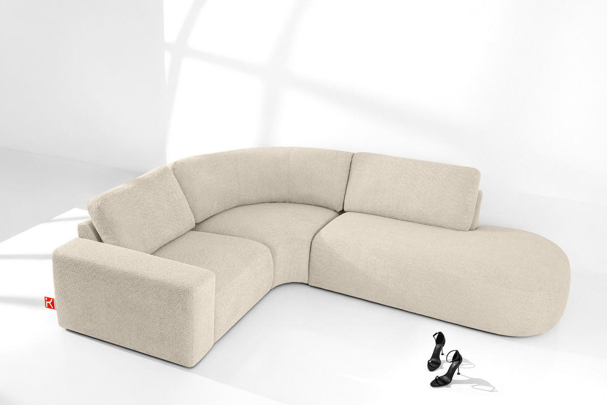 ECKSOFA RECHTS ZUCCO, Hellbeige - Hellbraun, Holz/Holzwerkstoff (224/293cm) - KONSIMO®