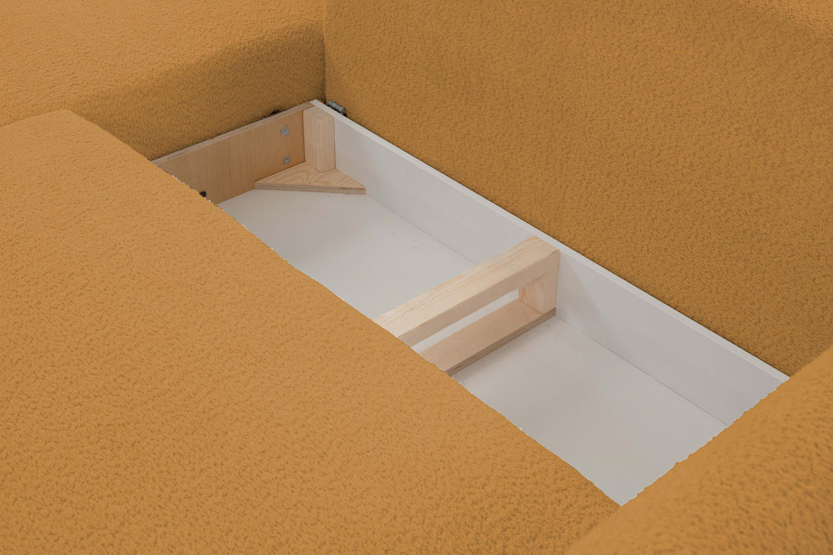 ECKSOFA ADEL mit Schlaffunktion und Bettkasten, L-förm, Metallbeine, verstellbar lose Rückenkissen, freistehend, RECHTS, 257x171x90 cm, Gold - Goldfarben, Holz/Textil (257/171cm) - DomoHome