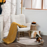 SESSEL, skandinavisch, gepolstert, Bouclé-Bezug in Beige, Metallbeine in Holzoptik - Grau, Textil/Metall (42/73/50cm) - Meubles Cosy