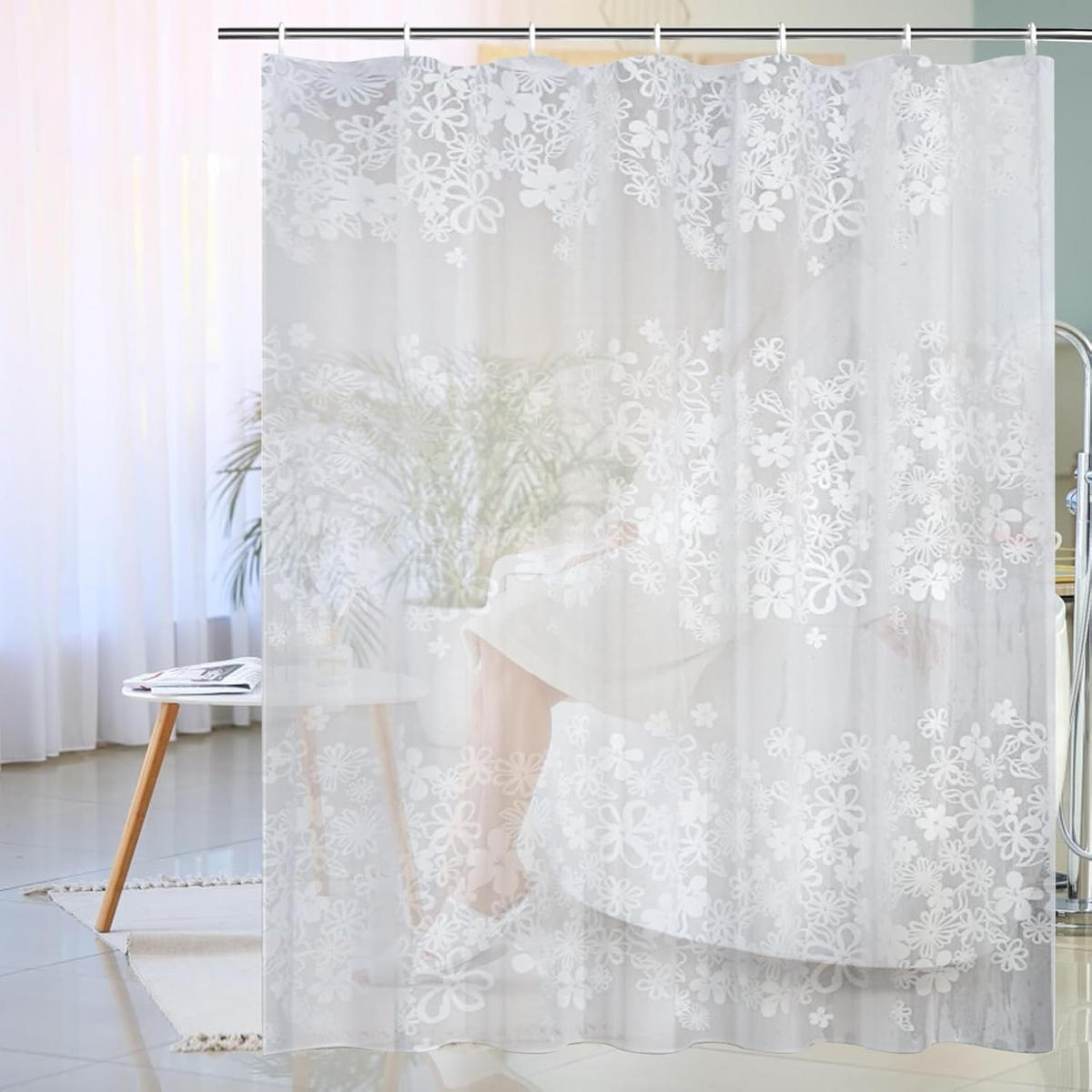 DUSCHVORHANG PEVA floral Muster wasserdicht mit Ringen - Multicolor, Kunststoff (200/180cm) - MCBOSON