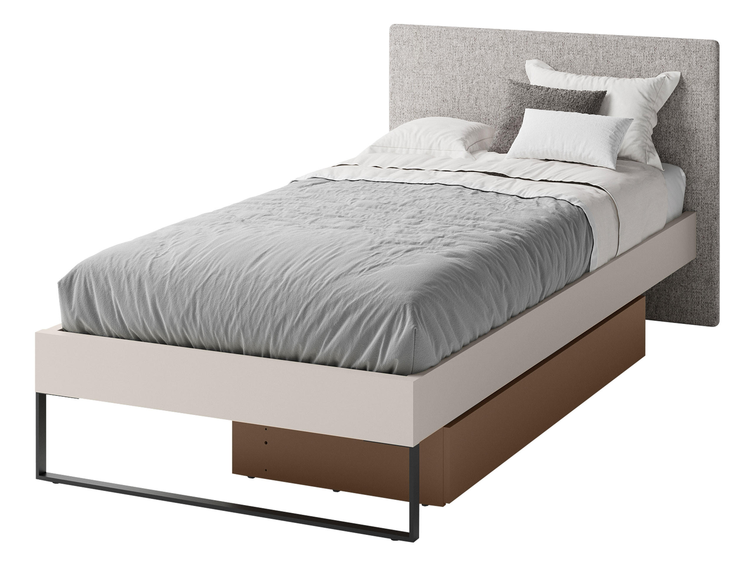 JUGENDBETT Sigma 90x200 SG14 - Kaschmir/Trüffeleichefarben, Holzwerkstoff/Metall (90/200cm) - MIRJAN24