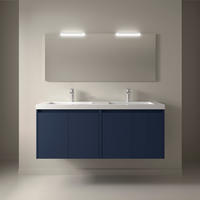 BADEZIMMERMÖBEL NOJA 1400 4 Türen BLUE SATIN + Waschtisch + Spiegel - Schwarz, Metall (45/54/140cm) - Salgar