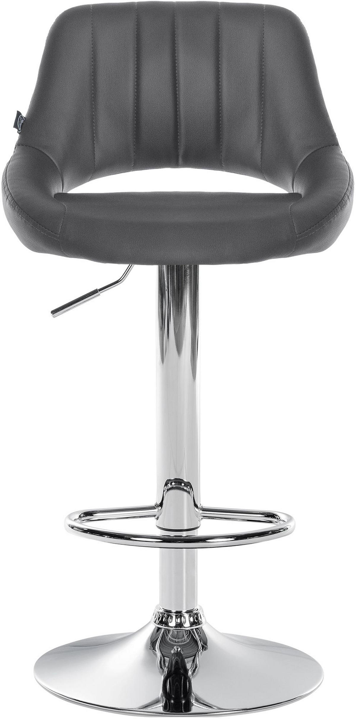 BARHOCKER Milos Kunstleder chrom grau - Chromfarben/Grau, Kunststoff/Metall (47/106/48cm) - TPFLiving