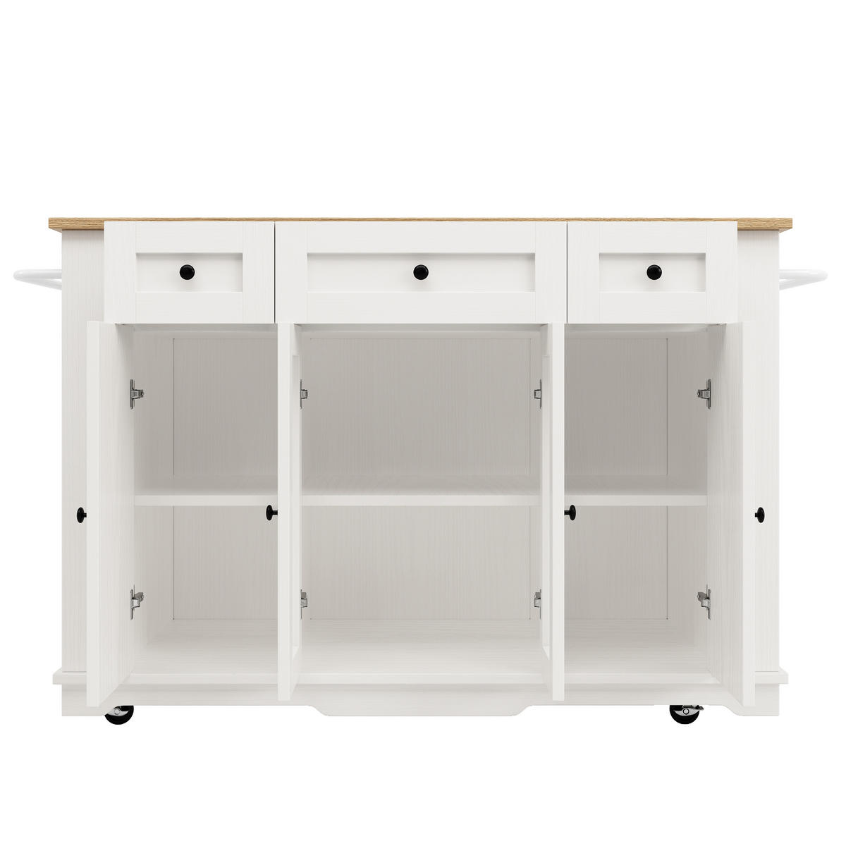 KÜCHENINSEL Servierwagen Glas Holzmaserung Weiß - Weiß, Metall (151.5/91.7/60cm) - FLIEKS