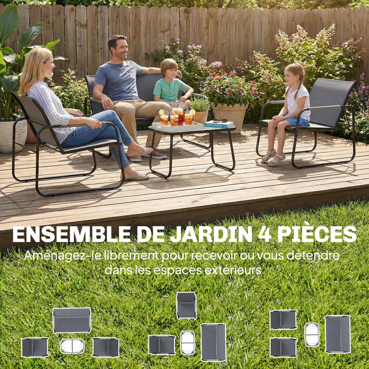 GARTENSET DE-13524 Grau - Grau, Metall - ComfortXL
