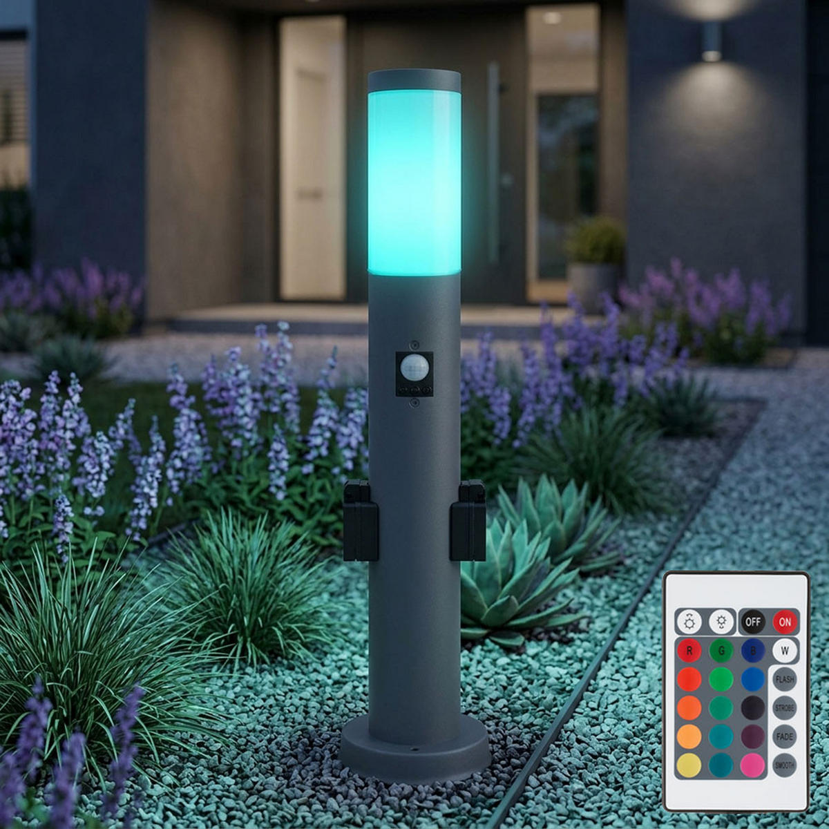 LED AUSSENLEUCHTE Anthrazit RGB - Anthrazit, Metall (7.6/7.6/60cm)