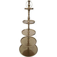 ETAGERE Brush - Gold - 61/61/140 cm - Goldfarben, Metall (61/140cm) - Lesli Living