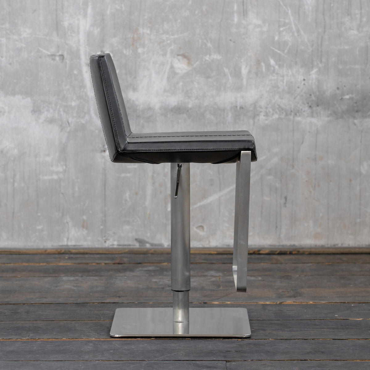 BARHOCKER FES Schwarz Kunstleder - Schwarz, Leder (42.5/85.5/51cm) - KAWOLA