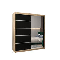 SCHWEBETÜRENSCHRANK 200/180/62 2-türig - Silberfarben/Schwarz, Holz/Kunststoff (180/200/62cm) - Abiks Möbel