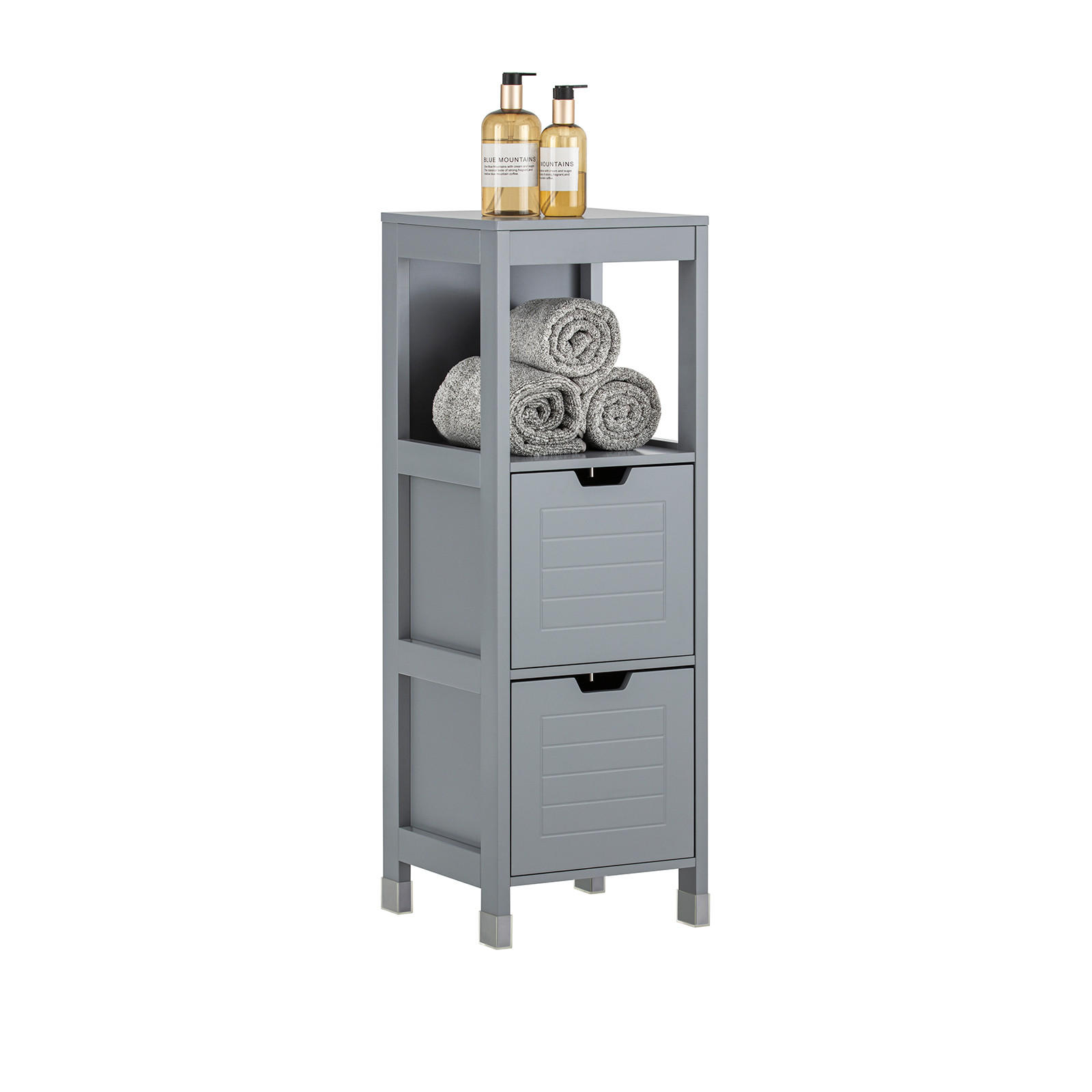 BADEZIMMERSCHRANK Grau - Grau, Holzwerkstoff (30/90/30cm) - SoBuy