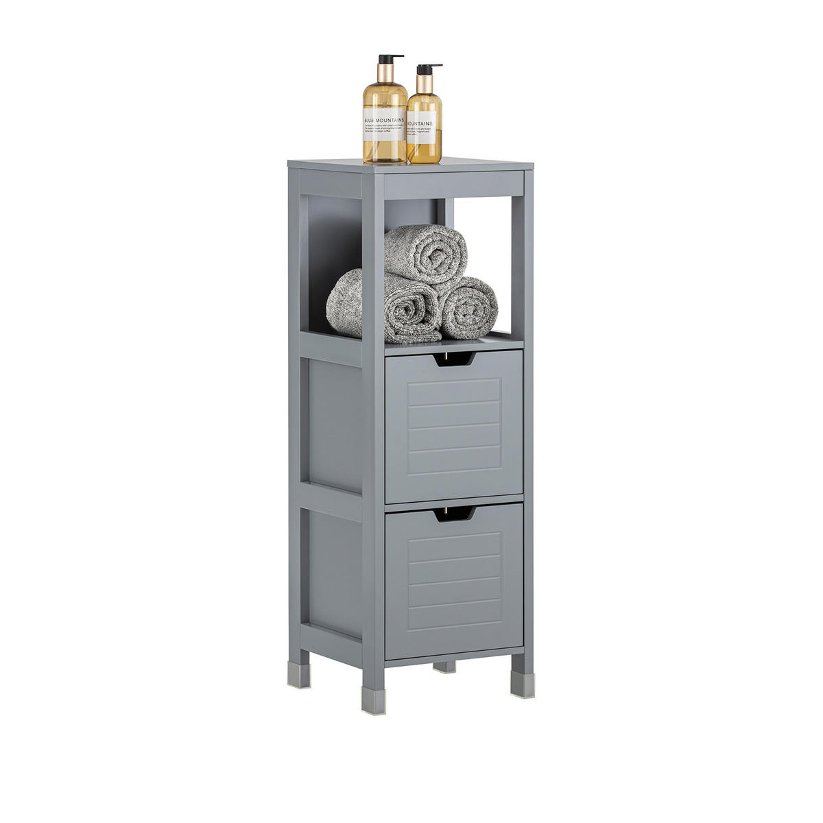 BADEZIMMERSCHRANK Grau - Grau, Holzwerkstoff (30/90/30cm) - SoBuy