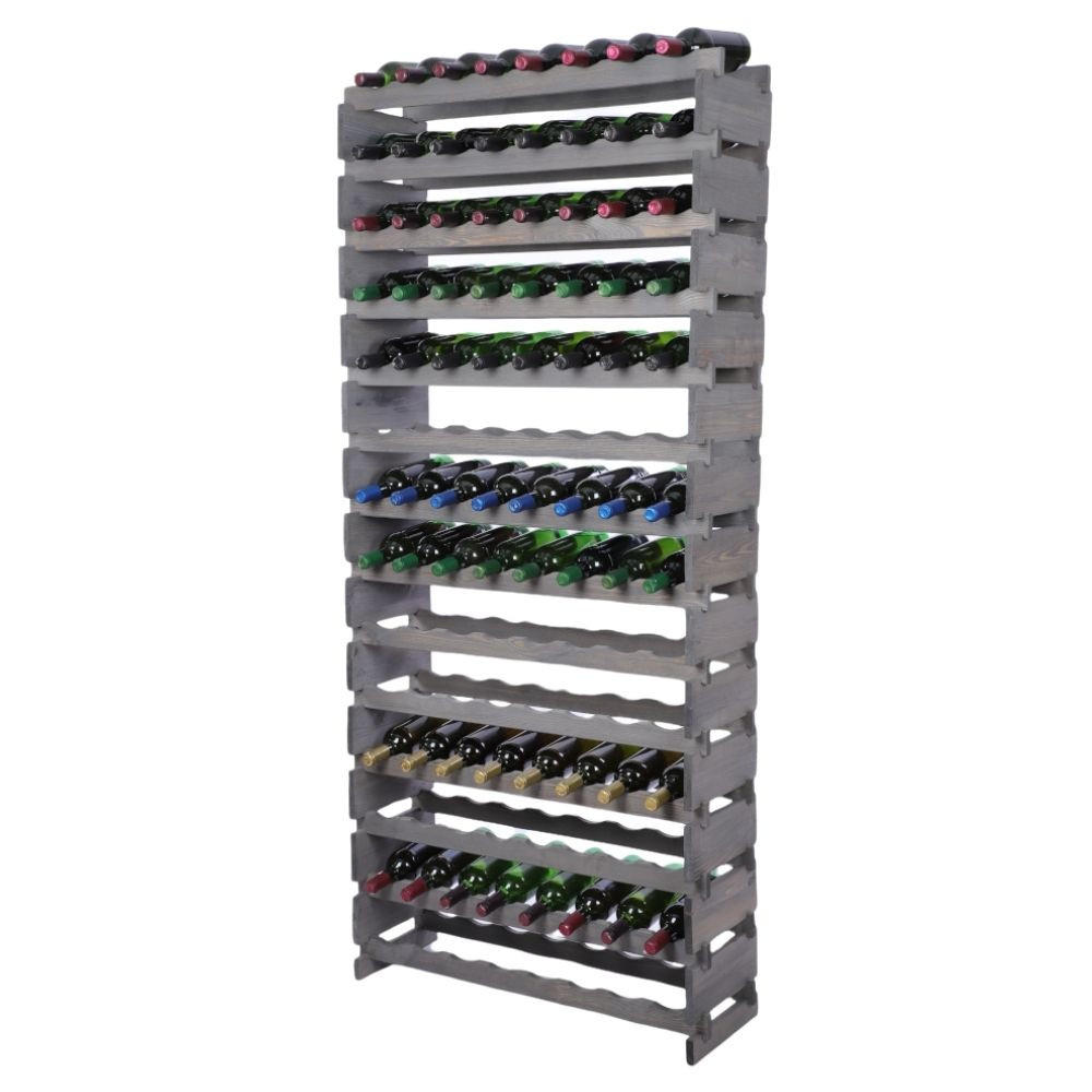 WEINREGAL VINOTECA FLEX PRO HxBxT 191x84x28cm 112 Flaschen auf 14 Ebenen Grau - Grau, Holz (84/191/28cm) - PROREGAL