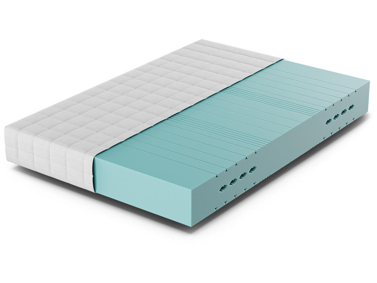 MATRATZE HR Blue, 7 Zonen, HR-Schaum, Größe: 120x200, Härtegrad: Mittelfest - Weiß, Textil (120/200cm) - Betten-ABC