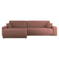 ECKSOFA Piano L Cord - Schwarz/Rosa, Holz/Kunststoff (274/145cm) - MIRJAN24
