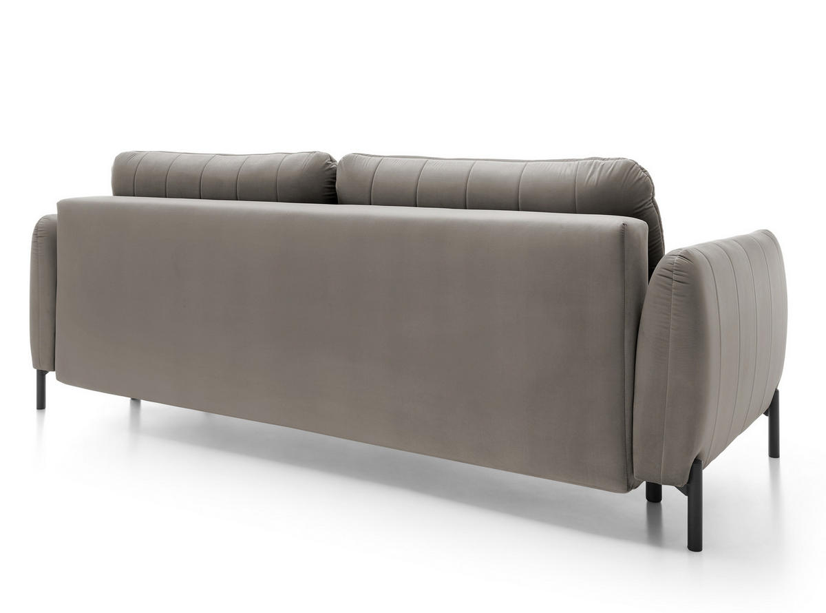 SCHLAFSOFA Neva Grau Velours 234 cm - Schwarz/Grau, Textil/Metall (234/90/100cm) - Selsey