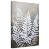 BILD auf Leinwand, Farnblätter Natur Pflanzen weiß beige - Weiß, Textil (80/120cm) - Feeby