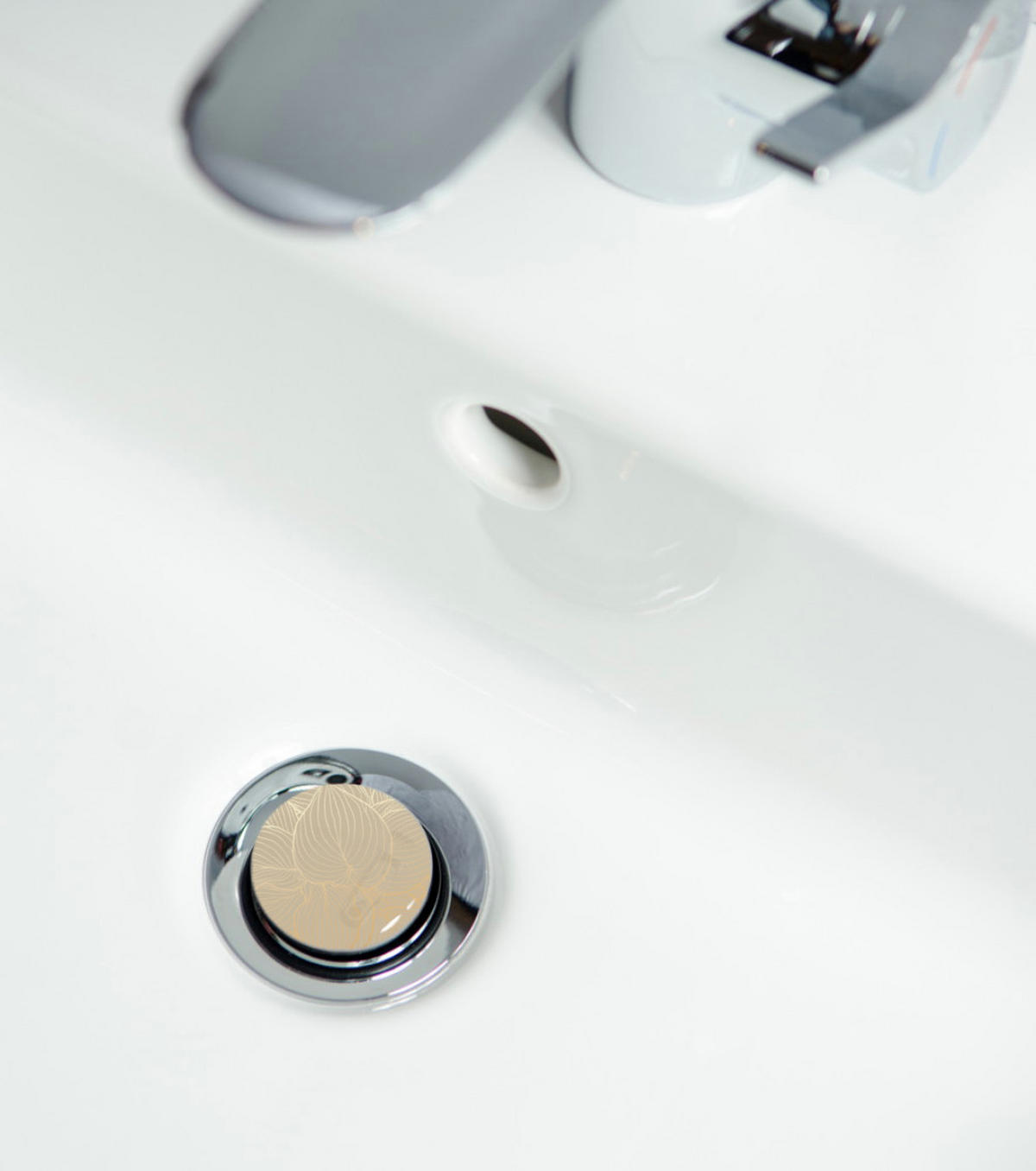 WASCHBECKENSTÖPSEL Hosta - Goldfarben, Kunststoff/Metall (4/7/7cm) - Sanilo