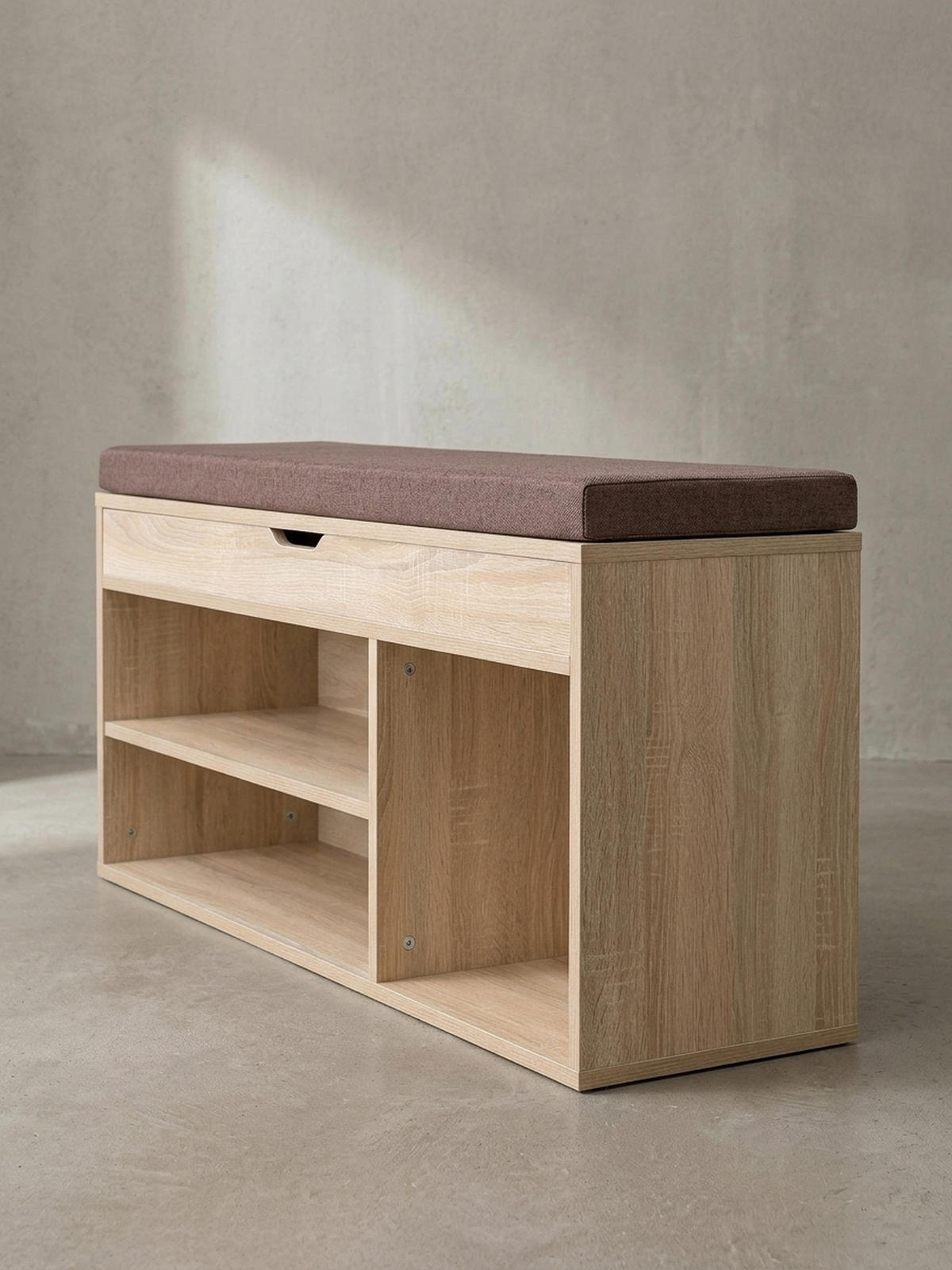 GARDEROBENBANK Holz gepolstert mit Stauraum, Beige 104x32x51 cm - Beige/Braun, Holz/Textil (104/51/32cm) - KADIMA DESIGN