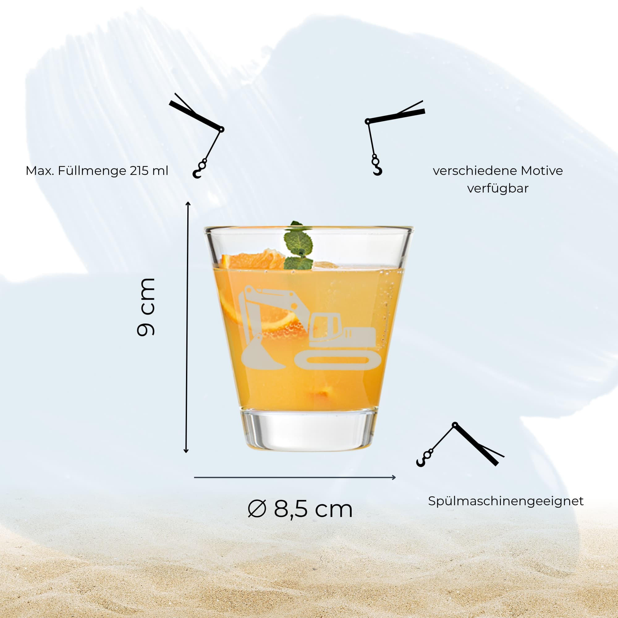 KINDERBECHER Bagger transparent 215 ml - Transparent, Glas (0.215L) - LUXENTU