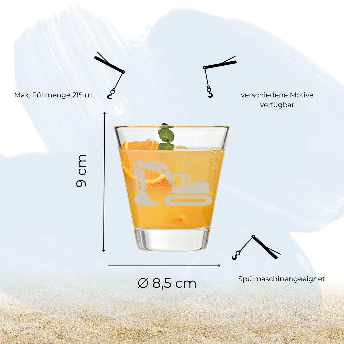 KINDERBECHER Bagger transparent 215 ml - Transparent, Glas (0.215L) - LUXENTU