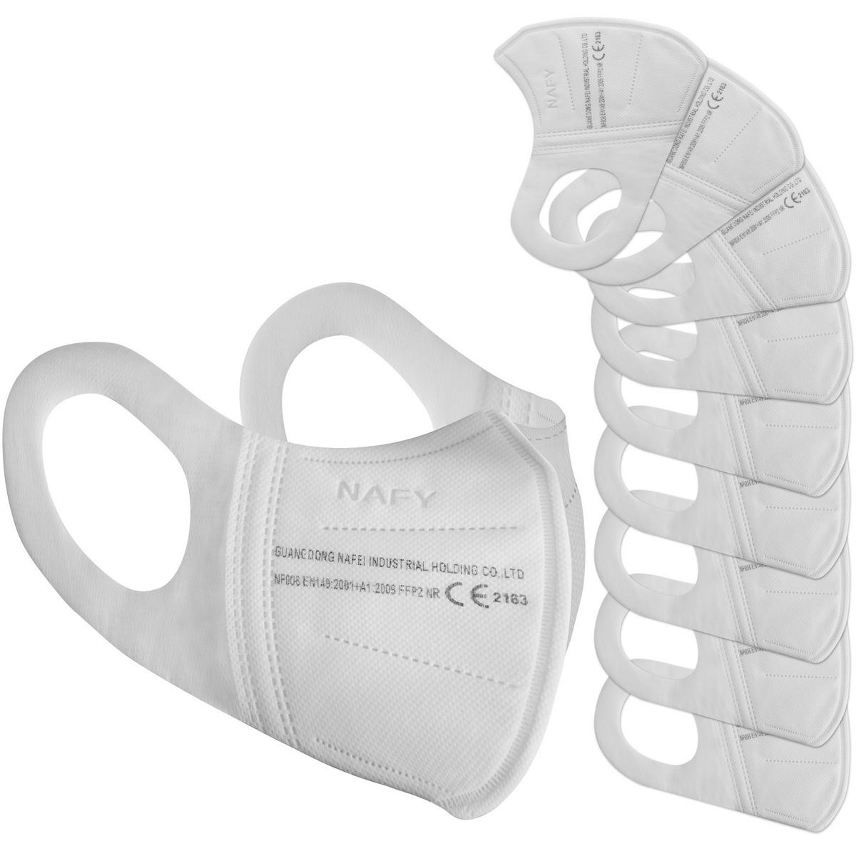 STAUBSCHUTZMASKEN 10er Set, EN 149:2001+A1:2009,weiß - Weiß, Textil (0.1/14/18cm) - tectake