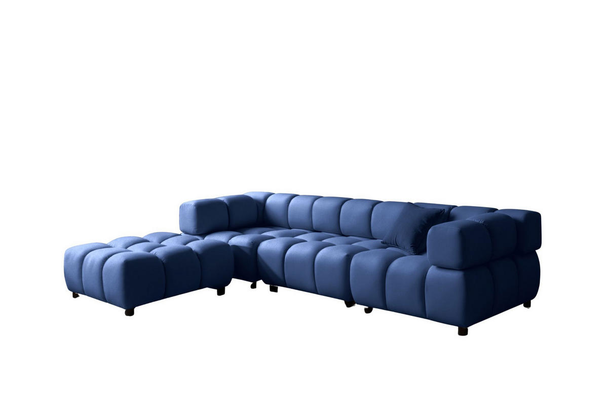 Ecksofa L-Form Bolla, stoff Bluvel, Tintenblau, Links - Blau, Holz (288/192cm) - Kaiser Möbel