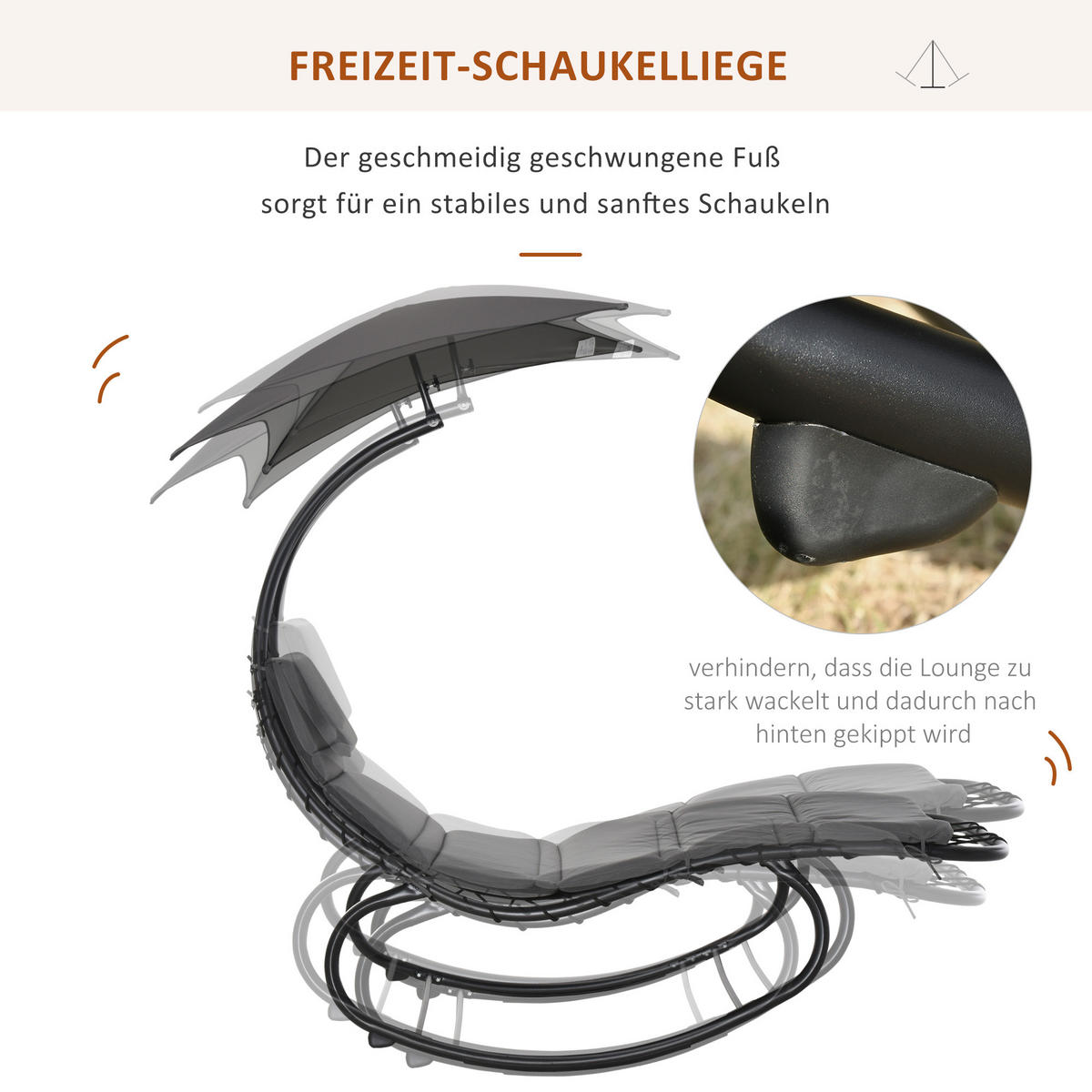 SCHAUKELLIEGE, Stahl, Texteline-Gewebe, Schwarz - Schwarz, Metall (114/190/185cm) - Outsunny