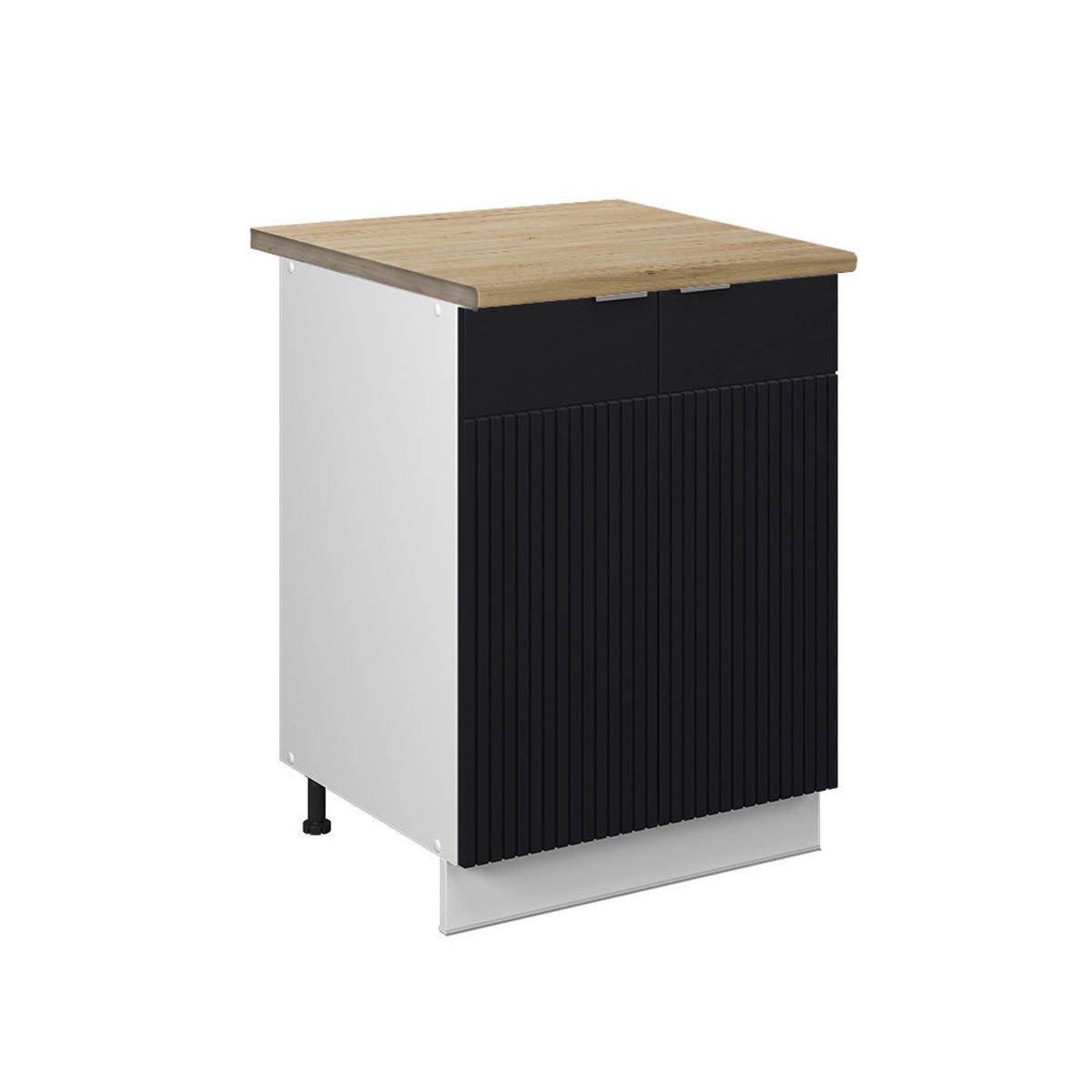 KÜCHENUNTERSCHRANK Fame-Line, Schwarz gestreift, 60 cm, AP Eiche - Schwarz/Weiß, Holzwerkstoff (60/82/60cm) - Vicco