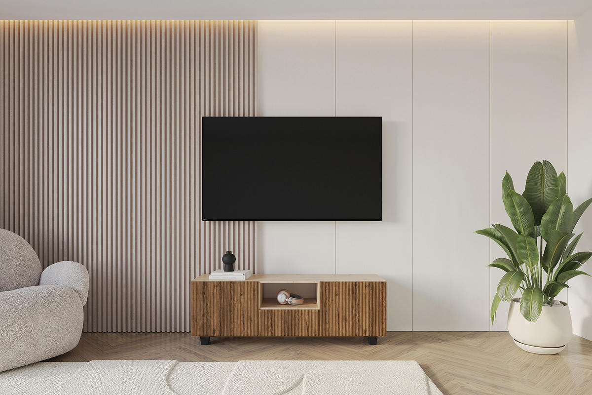 LOWBOARD NOA-2-S 140x50x41 cm - Artisan / Katania - Eiche Wotan/Schwarz, Holzwerkstoff (140/50/41cm) - ALTDECOR