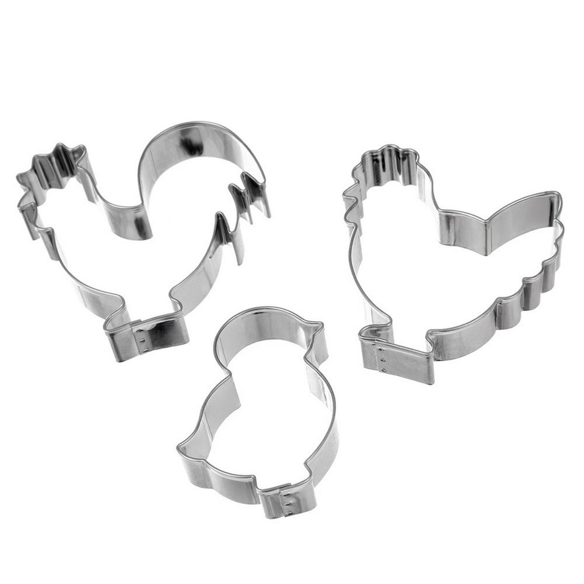 AUSSTECHFORMEN-SET Farm 3-teilig Silber - Silberfarben, Metall (6.5/1.5/6.5cm) - Orion 