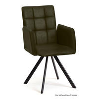 ARMLEHNSTUHL drehbar (2er-Set) Despo 52x91x60 Schwarz/Khaki - Dunkelgrün/Schwarz, Kunststoff (60/91/52cm) - 58aufmkessel