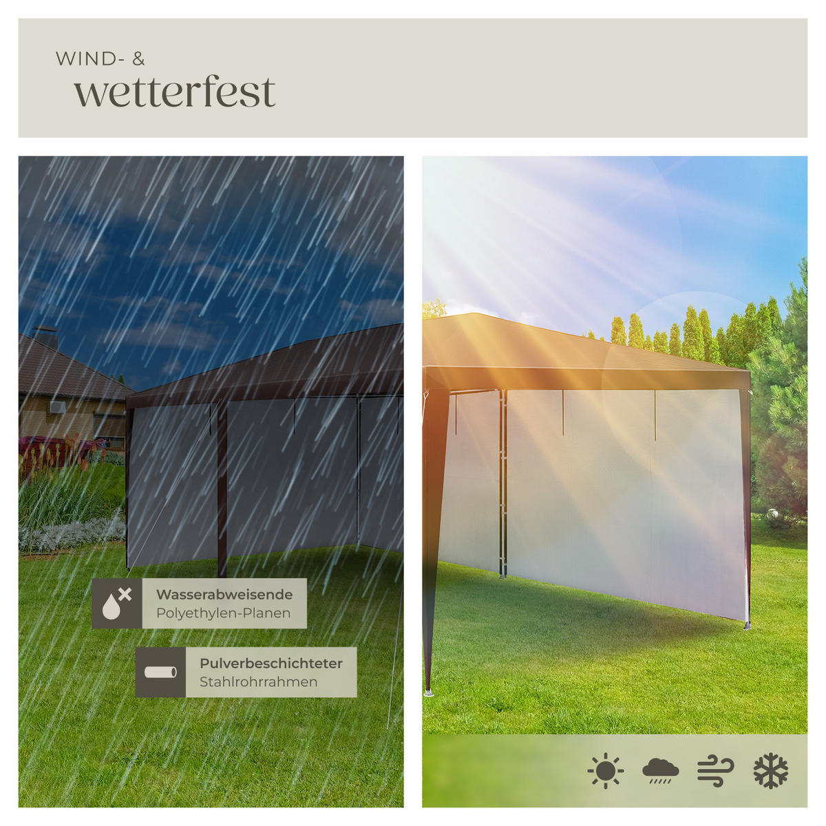 PAVILLON Almchalet,wasserdicht,braun - Braun, Kunststoff (300/250/600cm) - tectake