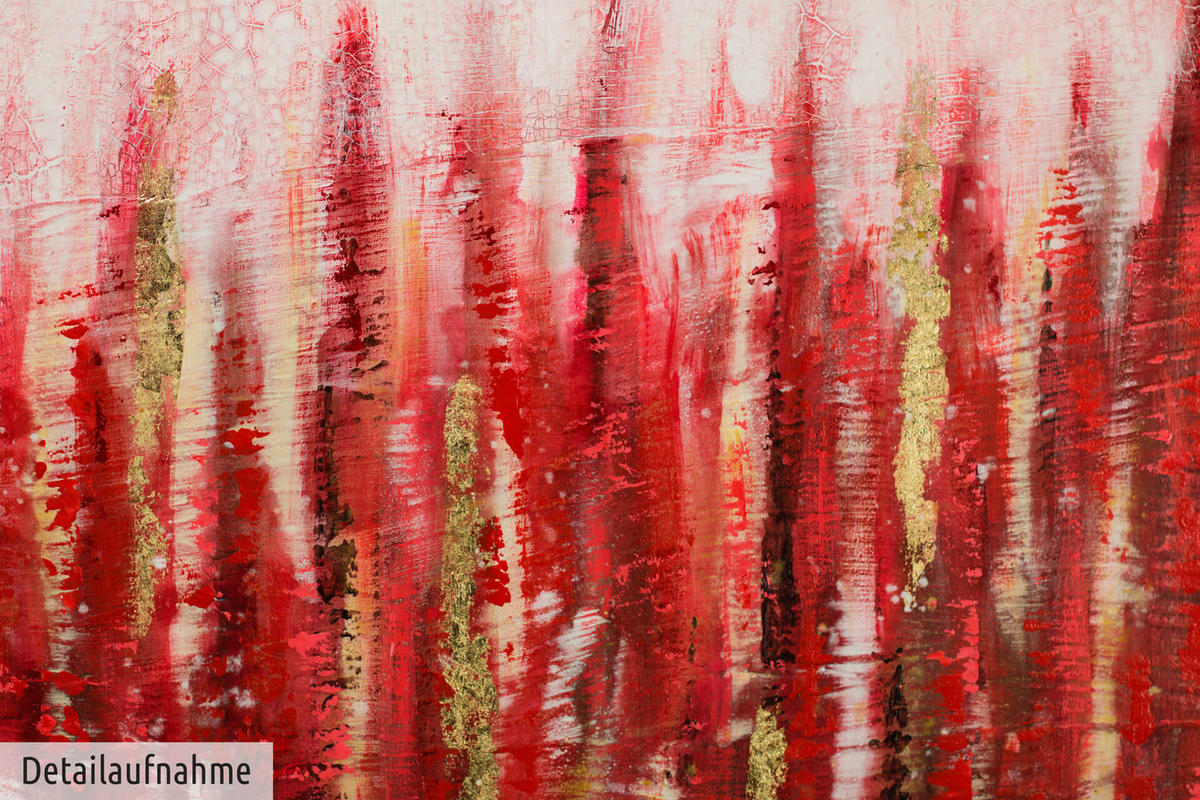 ACRYLBILD HANDGEMALT 120/80 cm - Beige/Rot, Holz/Textil (120/80cm) - KUNSTLOFT