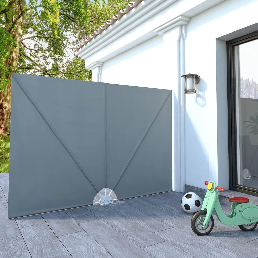 FALTBARER Terrassen-Seitenfächer Grau 240 x 160 cm - Grau, Textil (240/160/160cm) - furnicato