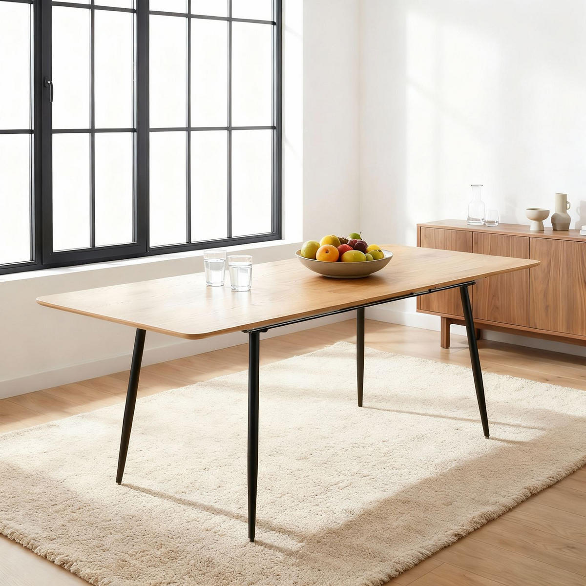 ESSTISCH ORSA Eiche - Eichefarben, Holzwerkstoff/Metall (80/160/76cm) - IDIMEX