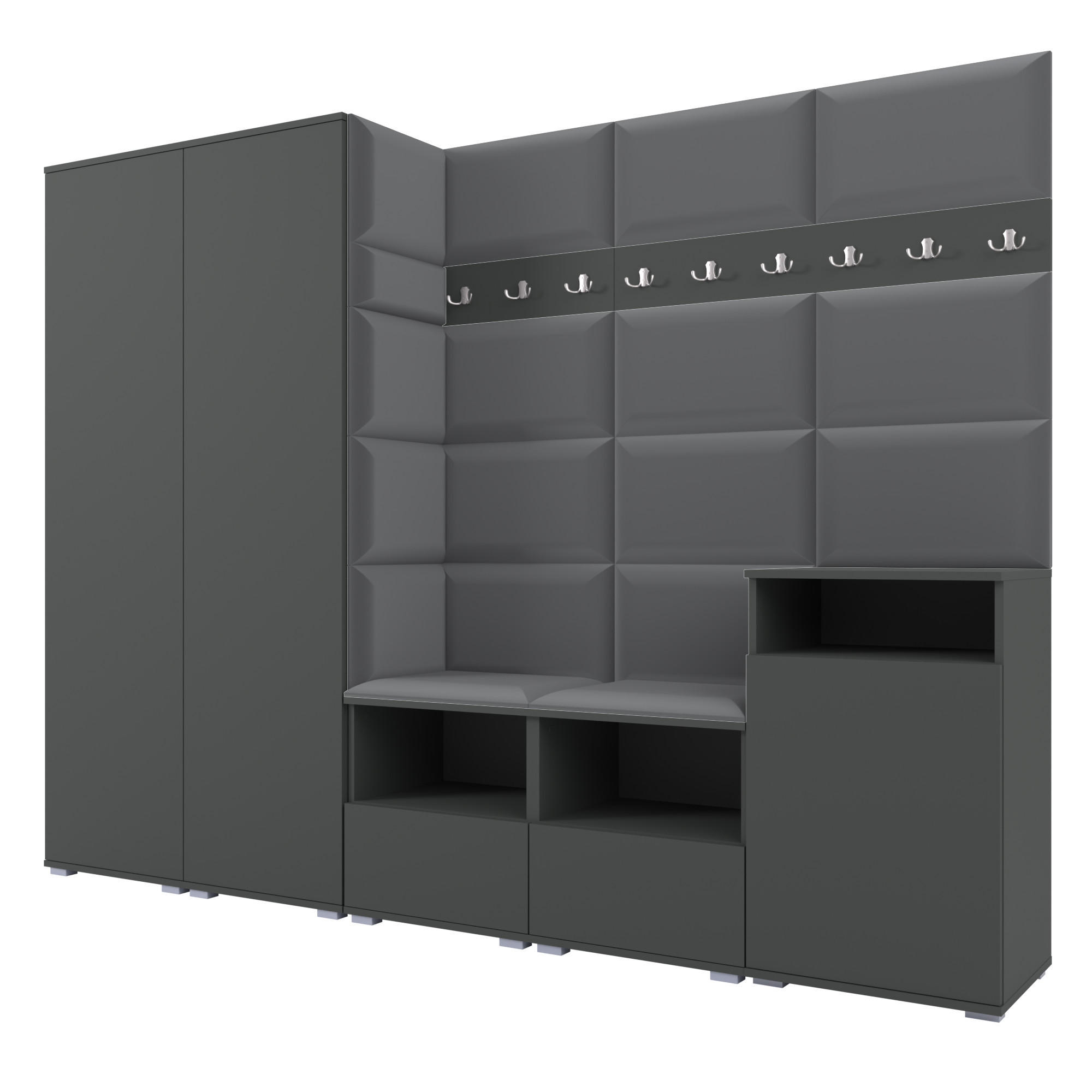 Ravio Garderobe Graphit, Dunkelgrau 250x187x40 cm