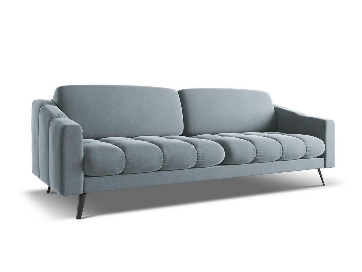4-SITZER-SOFA Samt Stoff Blau - Blau/Schwarz, Textil/Metall (238/80/95cm) - Makamii