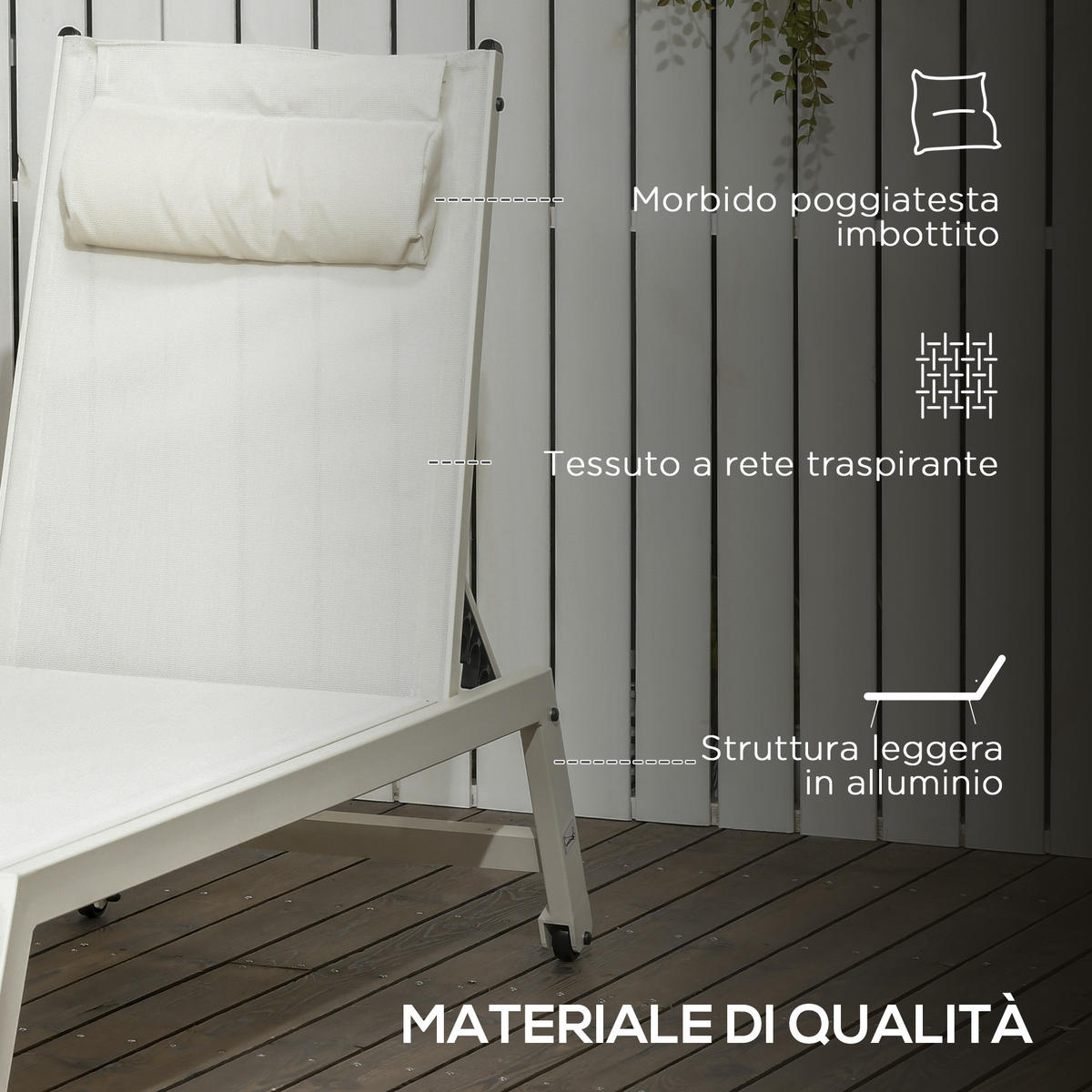 SONNENLIEGE 2-teilige Liege-Sonnenliege aus Aluminium und Polyester 55 x 195 x 30 cm ,Beige - Beige, Metall (55/90/164cm) - Vallsero