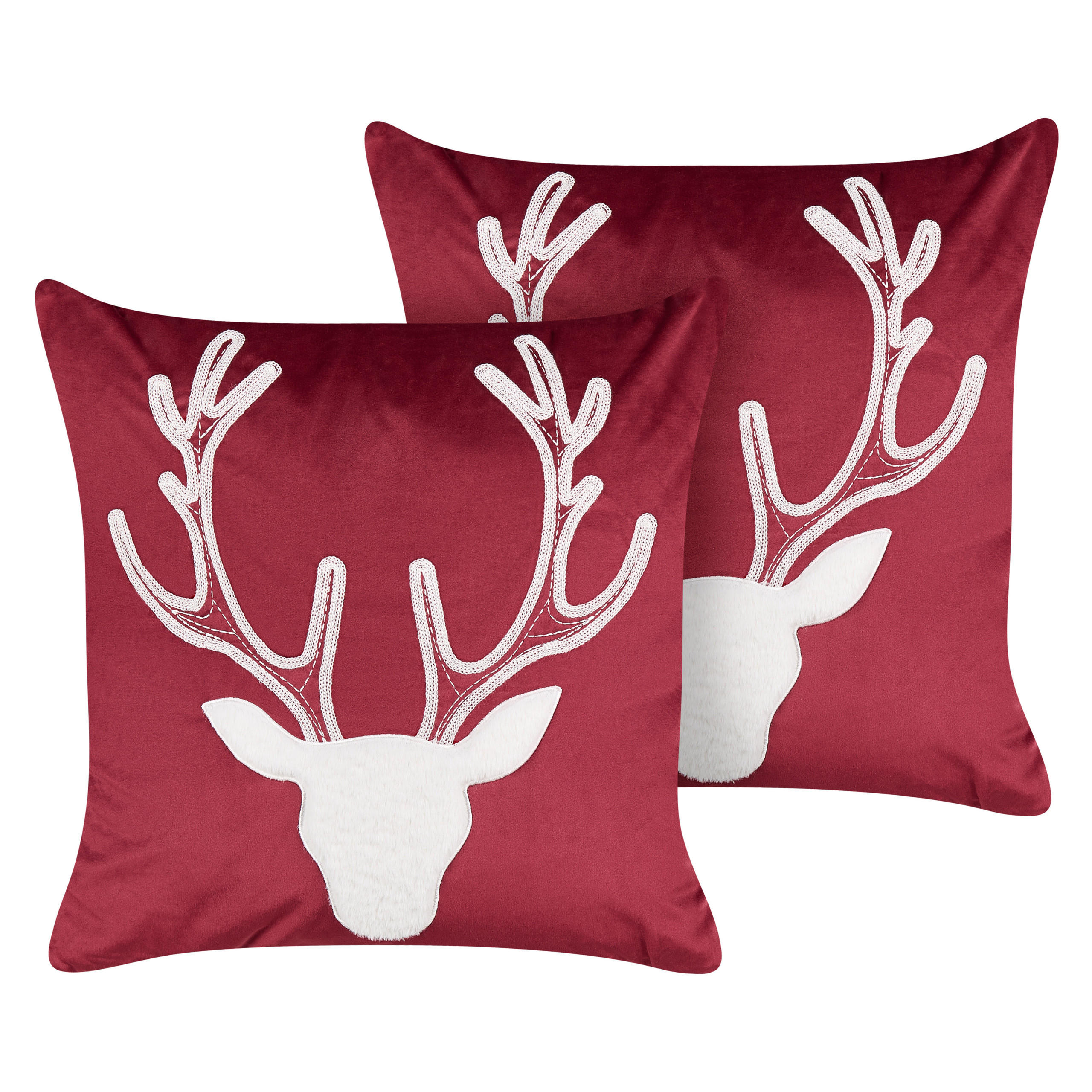 DEKOKISSEN 2er-Set Rot 45/45 cm Bicocca - Rot/Weiß, Textil (45/45cm) - Beliani