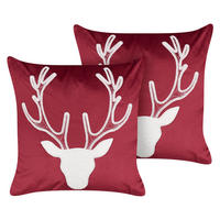 DEKOKISSEN 2er-Set Rot 45/45 cm Bicocca - Rot/Weiß, Textil (45/45cm) - Beliani
