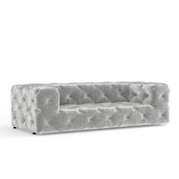 3-SITZER-SOFA Cosimo Hellgrau Samtstoff - Hellgrau/Schwarz, Holz/Holzwerkstoff (230/71/100cm) - Maison de Reve