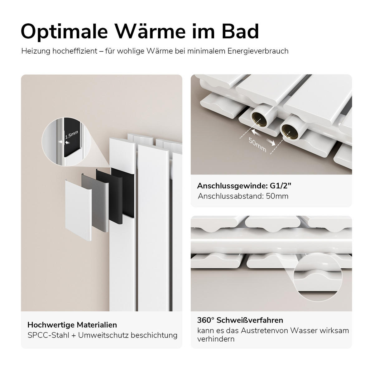 HEIZKÖRPER Flachheizkörper Weiß 63/100/6,3 cm - Weiß, Metall (100/63/6.3cm) - EMKE